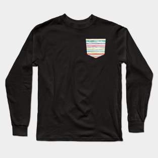 Pocket - Watercolor Stripes Multi Long Sleeve T-Shirt